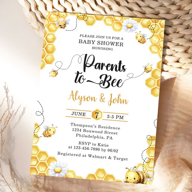 Parents To Bee Baby Shower Invitation (Créateur téléchargé)