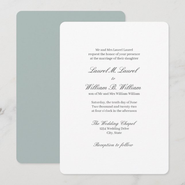 Parents turquoises de la Faire-part de mariage de  (Devant / Derrière)
