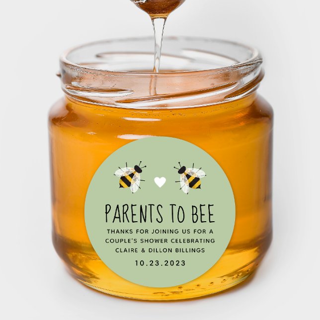Parents verts à être Baby shower Favoriser Sticker (Mint green sticker for Parents to Bee baby shower honey themed favor)