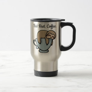 Paresseux mignon dormant sur la tasse de café Cita