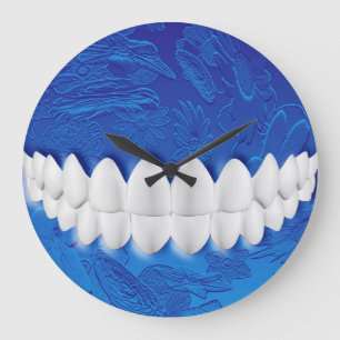Parfait Blanc Dents Bite Dentiste Bleu Mur Horloge