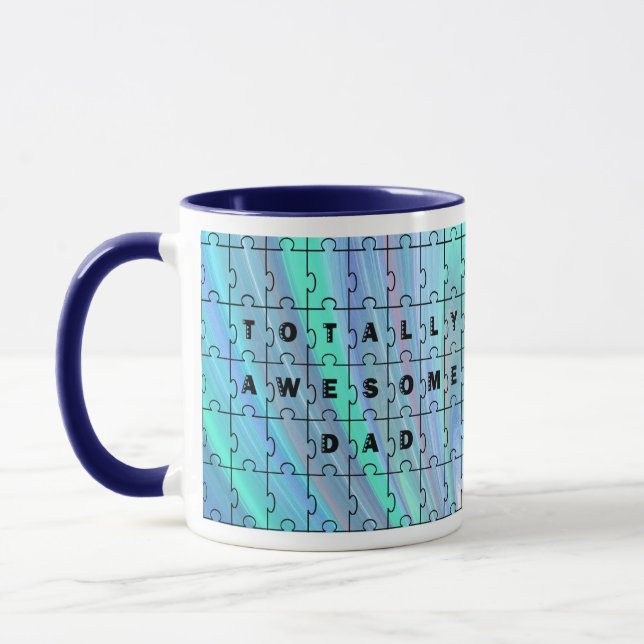 Parfait Papa Puzzle bleu Puzzle Mug (Gauche)