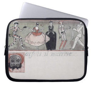 "Parfois IL m'arrive" (Tinte und w/c auf Papier) Laptopschutzhülle