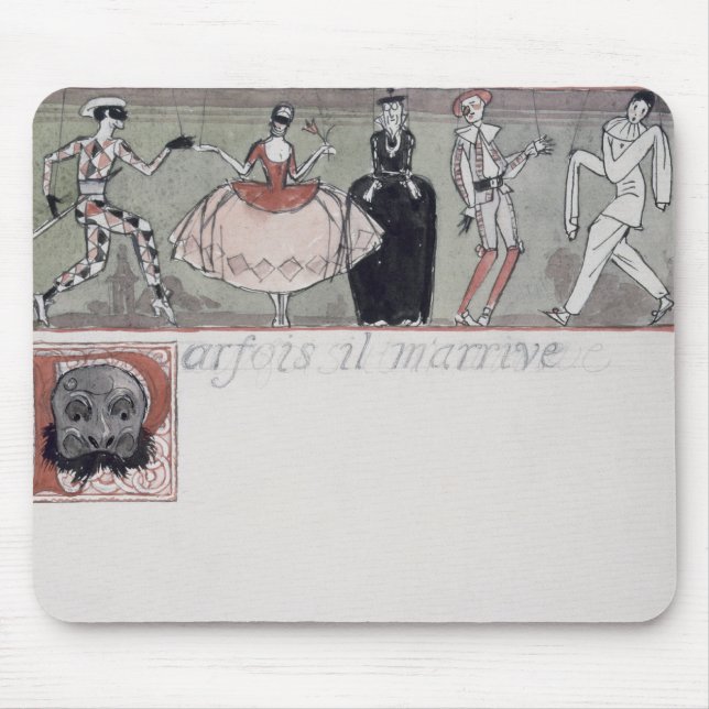 "Parfois IL m'arrive" (Tinte und w/c auf Papier) Mousepad (Vorne)