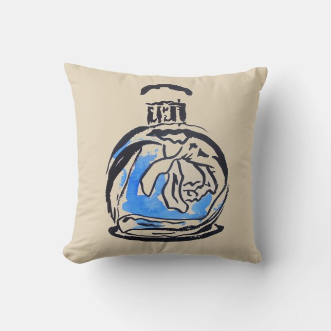 Parfüm Flasche Mode Aquarell Illustration Kissen (Vorderseite)