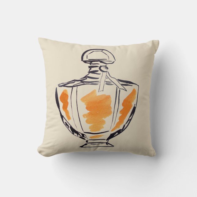 Parfüm Flasche Mode Aquarell Illustration Kissen (Vorderseite)