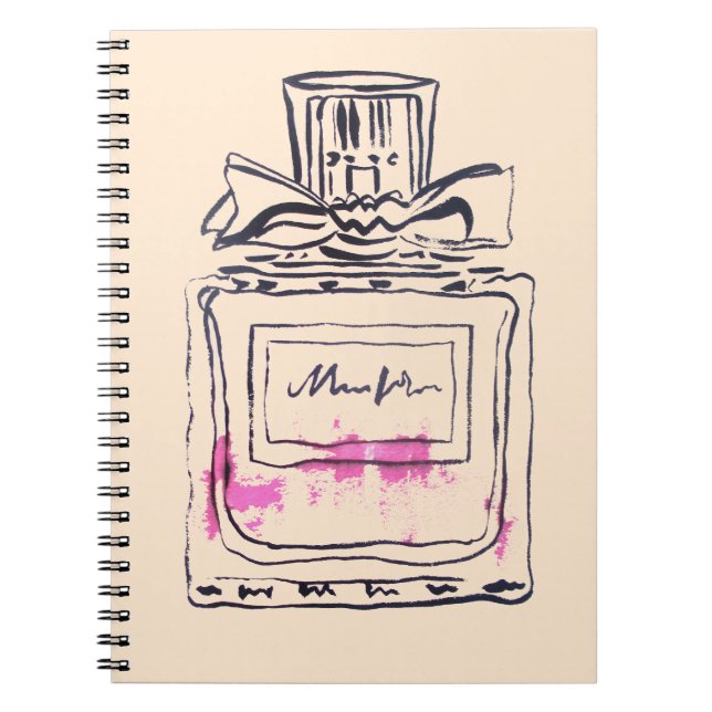 Parfüm Flasche Mode Aquarell Illustration Notizblock (Vorderseite)