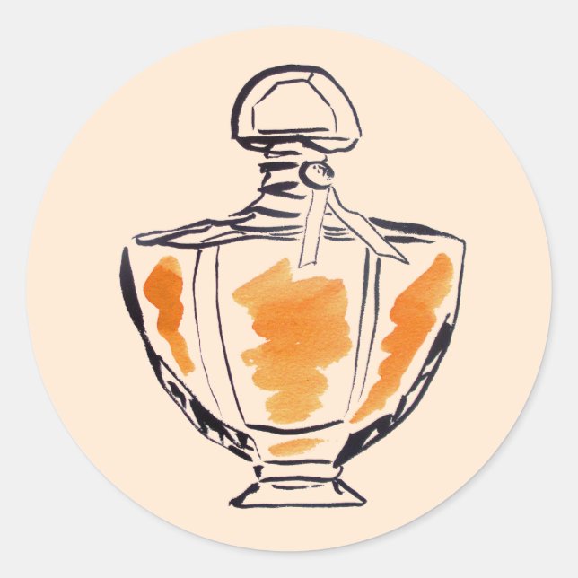 Parfüm Flasche Mode Aquarell Illustration Runder Aufkleber (Vorderseite)
