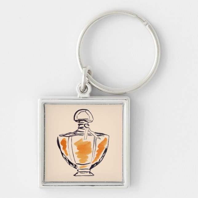 Parfüm Flasche Mode Aquarell Illustration Schlüsselanhänger (Vorne)