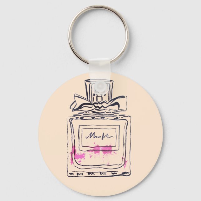 Parfüm Flasche Mode Aquarell Illustration Schlüsselanhänger (Vorderseite)