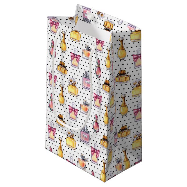 Parfum Flaschen-Muster Kleine Geschenktüte (Vorderseite Schrägansicht)
