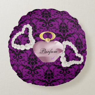 Parfum & Pearls Lila 3 Damask Round Kissen