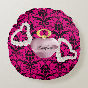 Parfum & Pearls Rosa Damask Rundkissen Rundes Kissen