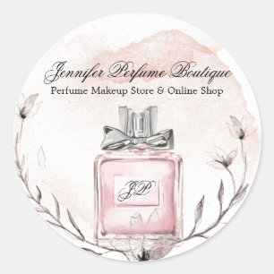 Parfüm Wasserfarbe Floral Elegant Runder Aufkleber