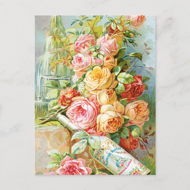 Parfümanzeige mit Rose Postkarte (Vorderseite)