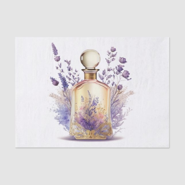 Parfümflasche und herrliches Lavendelspray Blume Seidenpapier (Vorderseite)