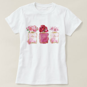 Parfümflaschen Rosa Pariser Stil Aromatische Blume T-Shirt