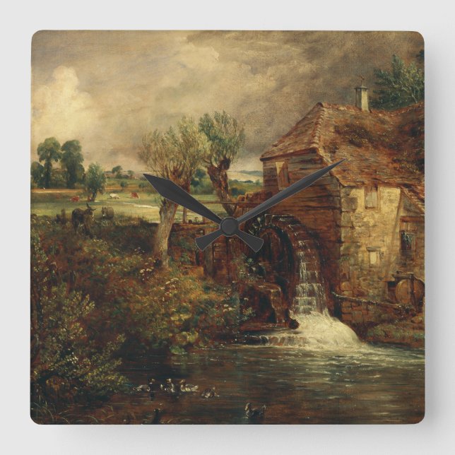 Parham Mill von John Constable Quadratische Wanduhr (Vorderseite)