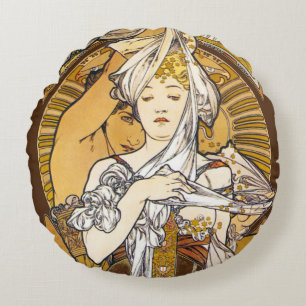 Paris 1900, Alphonse Mucha Wurfkissen Rundes Kissen