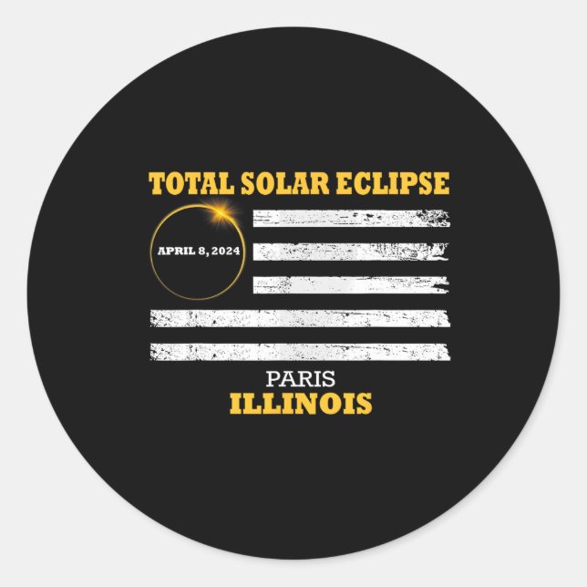 Paris 2024 Solar Eclipse 2024 040824 Eclipse Runder Aufkleber (Vorderseite)