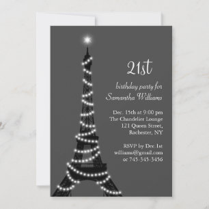 Paris à la nuit 21e Invitation d'anniversaire