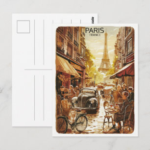 Paris Abend Tour Eiffelturm vintage alte Straßen G Postkarte