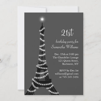 Paris am Abend 21. Geburtstag Einladung