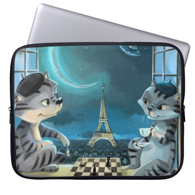 Paris am Abend Laptop-Schläfchen (verschiedene Grö Laptopschutzhülle (Vorderseite)