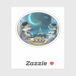 Paris am Abend Oval Vinyl Sticker - Happy (Var)