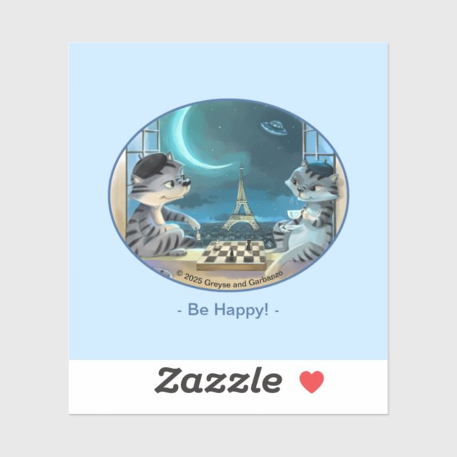 Paris am Abend Vinyl Sticker - Happy (Varia) (Blatt)