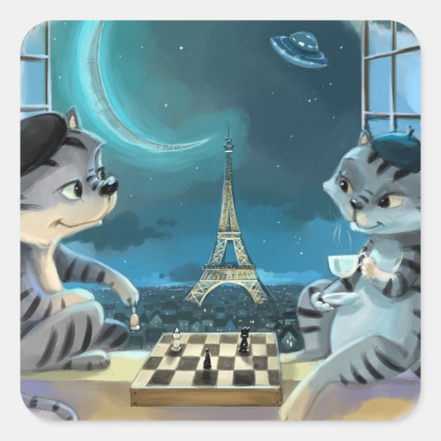 Paris am Nachtplatz Stickers (Vorderseite)