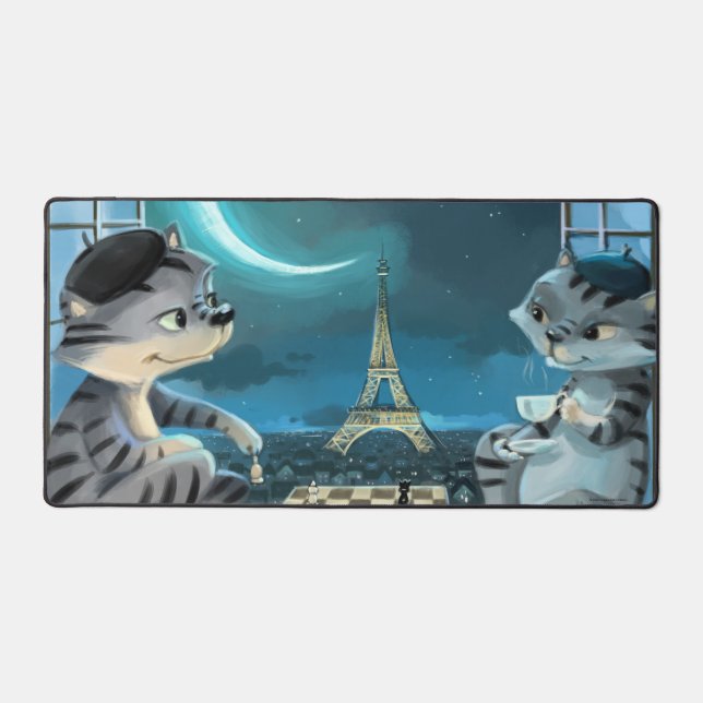 Paris am Nachttisch Mat Schreibtischunterlage (Vorderseite)