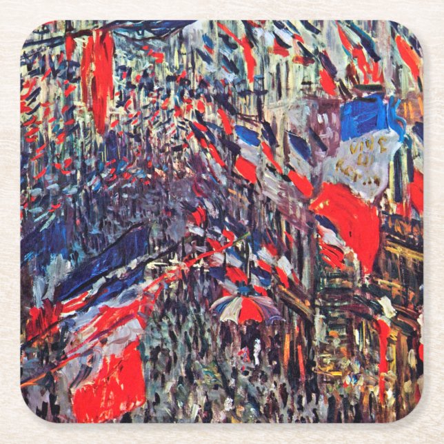 Paris am Nationalfeiertag, Claude Monet Rechteckiger Pappuntersetzer (Vorderseite)
