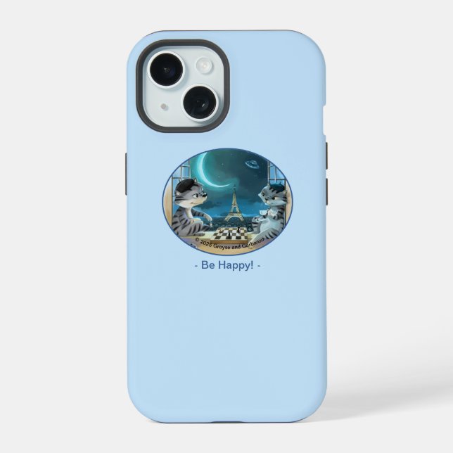 Paris am Night Phone Case - Happy (Varia) iPhone 15 Hülle (Rückseite)