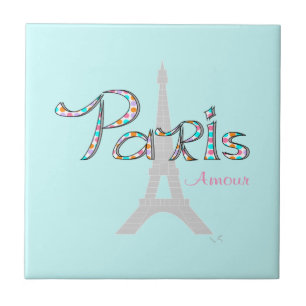 PARIS Amour mit Eiffelturm Fliese