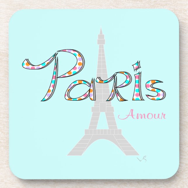 PARIS Amour mit Eiffelturm Untersetzer (Vorderseite)