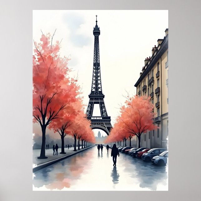 Paris-Aquarell-Kunst Poster (Vorne)