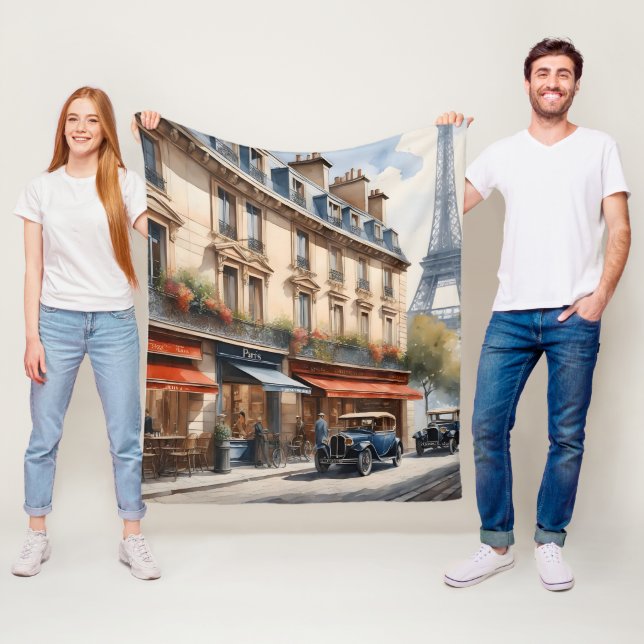 Paris Aquarellmalerei  Fleecedecke (Beispiel)