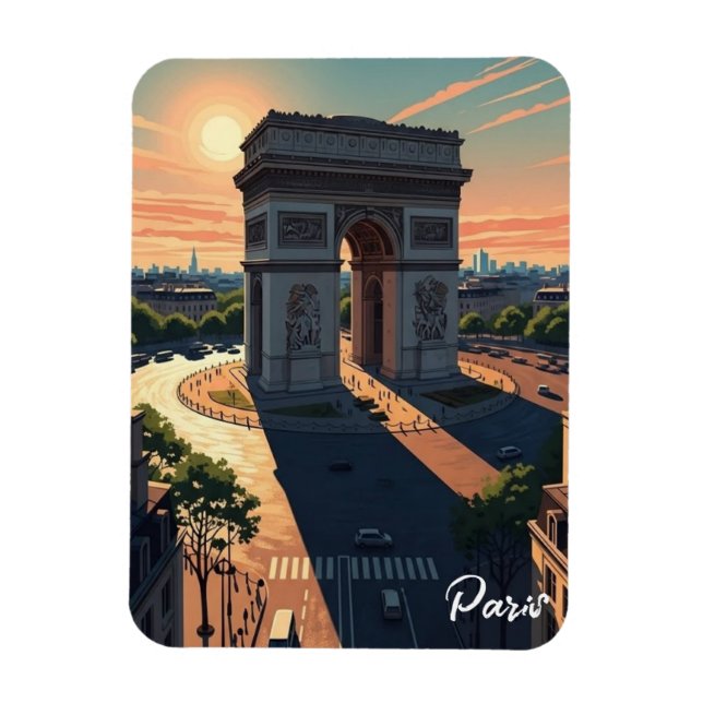 Paris Arc de Triomphe Postkarte Magnet (Vertikal)
