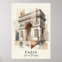 Paris Arc de Triomphe – Zeitgenössisches Wandbild