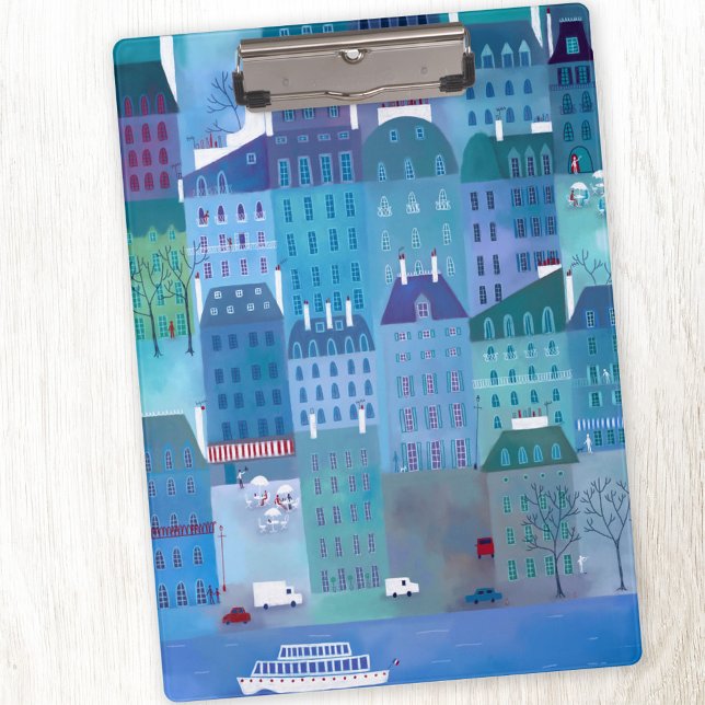 Paris Art Klemmbrett (Paris France blue art clipboard)