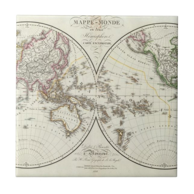 Paris-Atlas-Karte Fliese (Vorderseite)