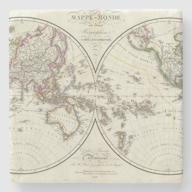 Paris-Atlas-Karte Steinuntersetzer (Vorderseite)