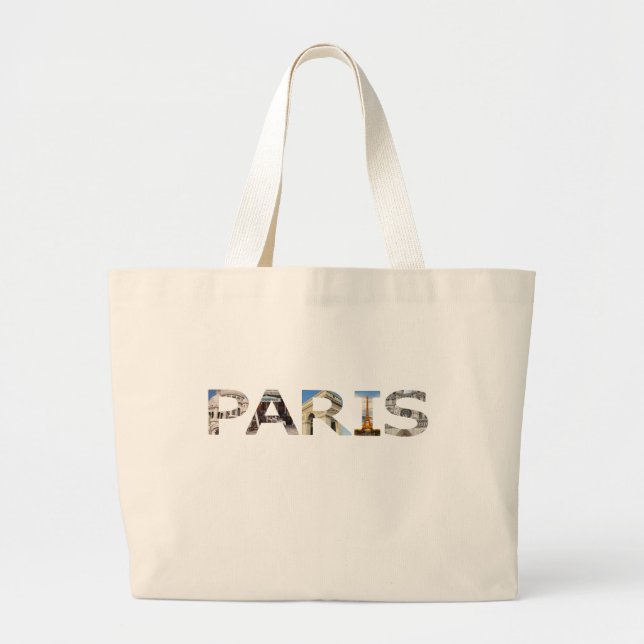 Paris Attractions Thru Paris Word Letters Jumbo Stoffbeutel (Vorne)