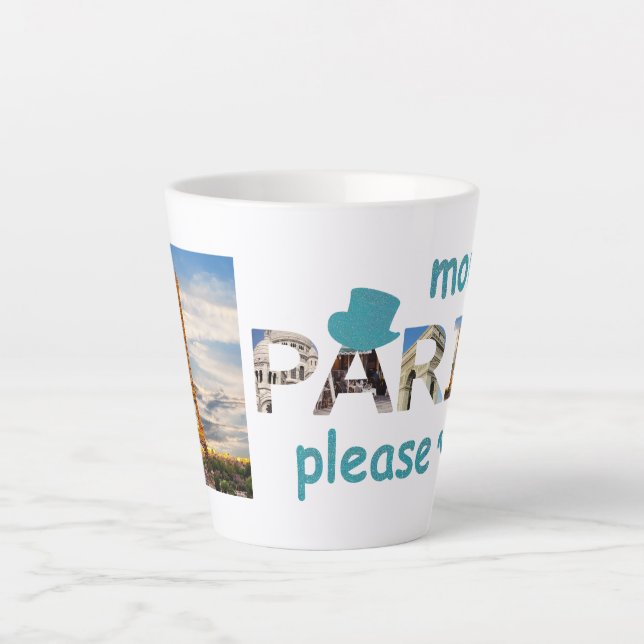 Paris Attraktionen Mehr Paris Bitte blauer Glitzer Milchtasse (Vorderseite)