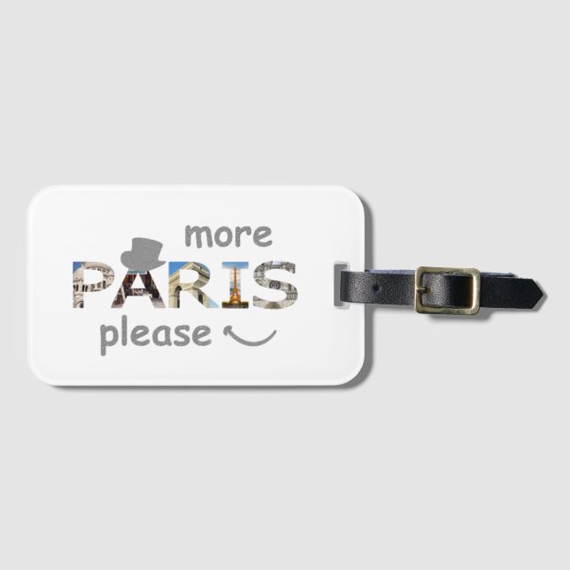 Paris Attraktionen Mehr Paris Bitte Silberner Glit Gepäckanhänger (Vorderseite (Horizontal))