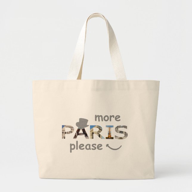 Paris Attraktionen Mehr Paris Bitte Silberner Glit Jumbo Stoffbeutel (Vorne)