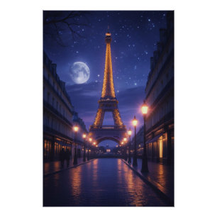Paris au Clair de Lune – Affiche de la Tour Eiffel