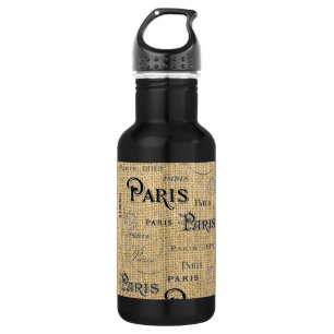 Paris auf Burlap Edelstahlflasche