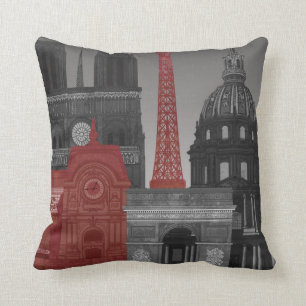 Paris-Aufzüge bis zum Nacht - Rot Kissen